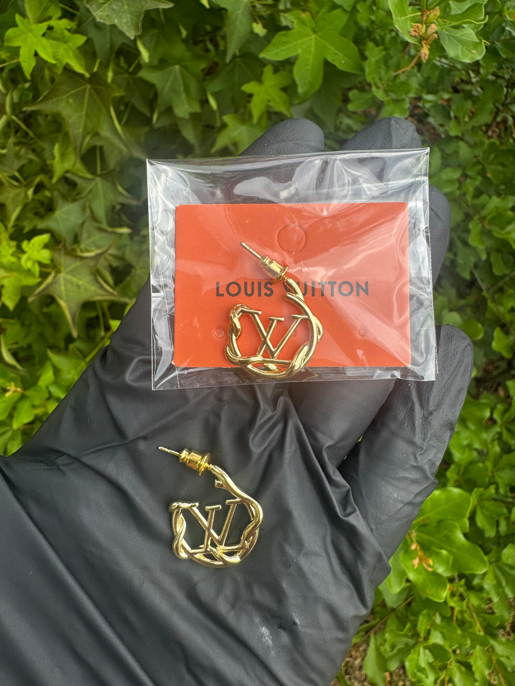 GOLD dime LV earrings